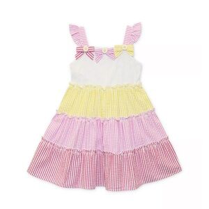 Blueberi Boulevard Baby Girl Seersucker Tiered Dress